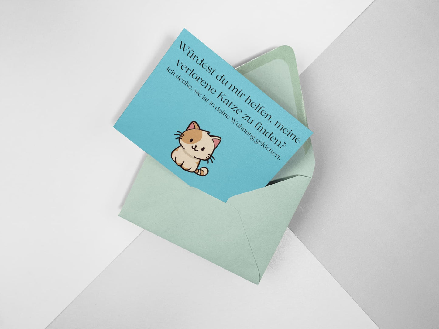Postkarte - "Verlorene Katze" – Die süßeste Art, ins Gespräch zu kommen 🐱💕