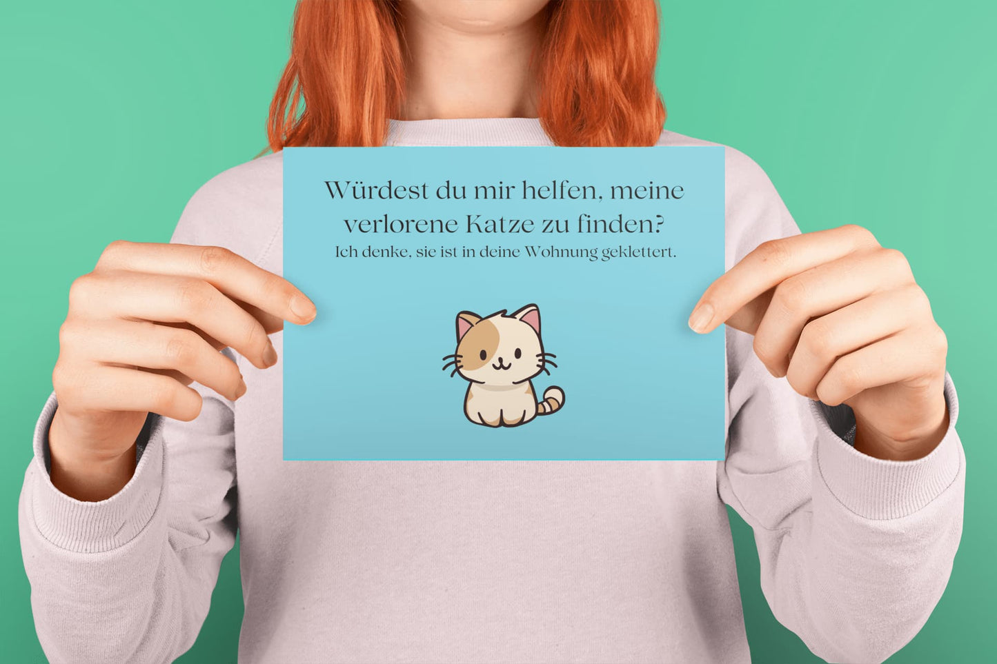 Postkarte - "Verlorene Katze" – Die süßeste Art, ins Gespräch zu kommen 🐱💕