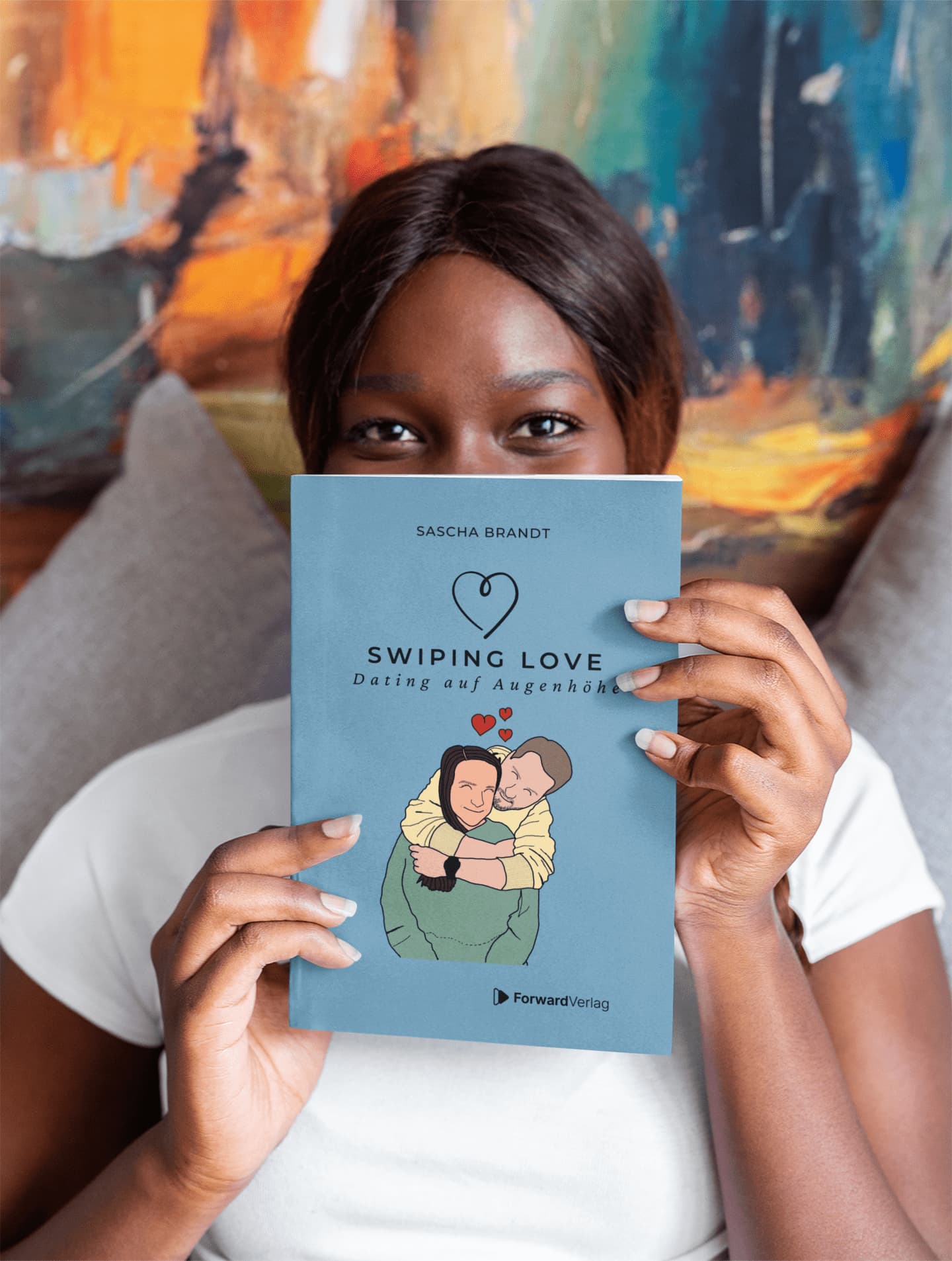 Cover des Buches Swiping Love, ein Dating-Ratgeber, der moderne Beziehungen auf Augenhöhe fördert, mit wissenschaftlichen Erkenntnissen, praktischen Tipps und exklusiven Interviews von Influencer:innen und prominente Persönlichkeiten.